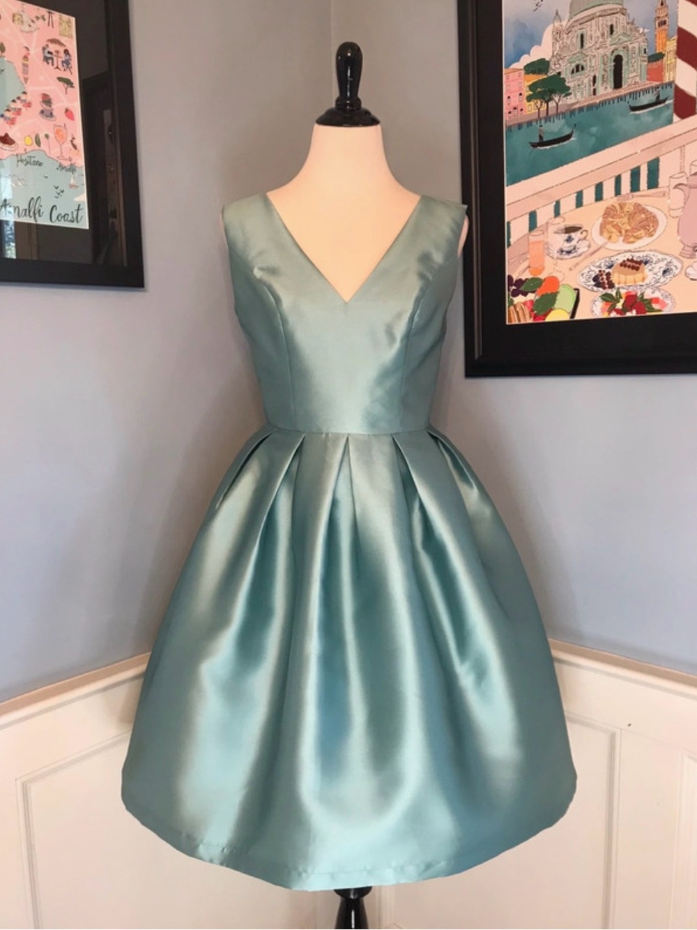 Chi Chi London Sweetly Celebrated Fit and Flare Dress in Sage Sz 10